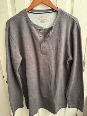 Weatherproof Men’s Gray Waffle-Knit Henley Long Sleeve